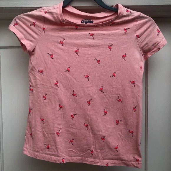 Girls Flamingo T-Shirt Osh Kosh Size 10 -12 - Picture 1 of 5